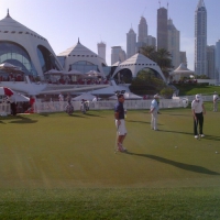 Dave Horsey on the putting green in Dubai
